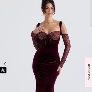 House of CB Ivy Black Cherry Velvet Maxi Dress